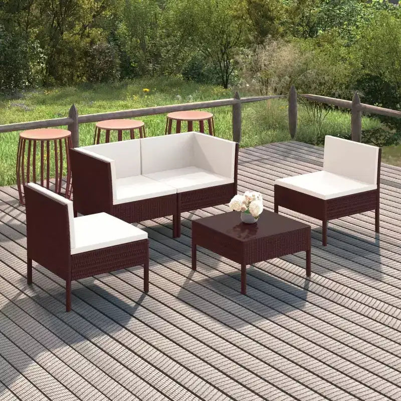 vidaXL Salon de jardin modulable marron en résine tressée, taille M