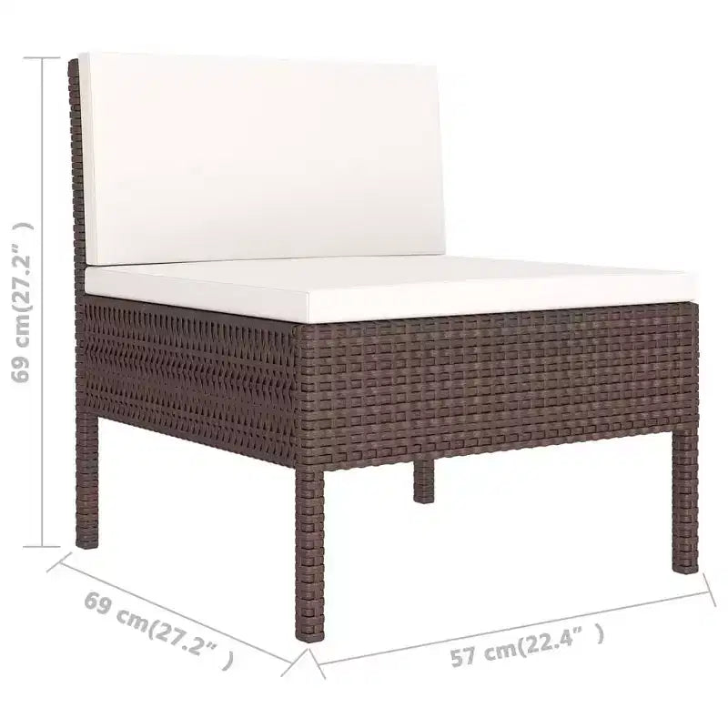 vidaXL Salon de jardin modulable marron en résine tressée, taille M