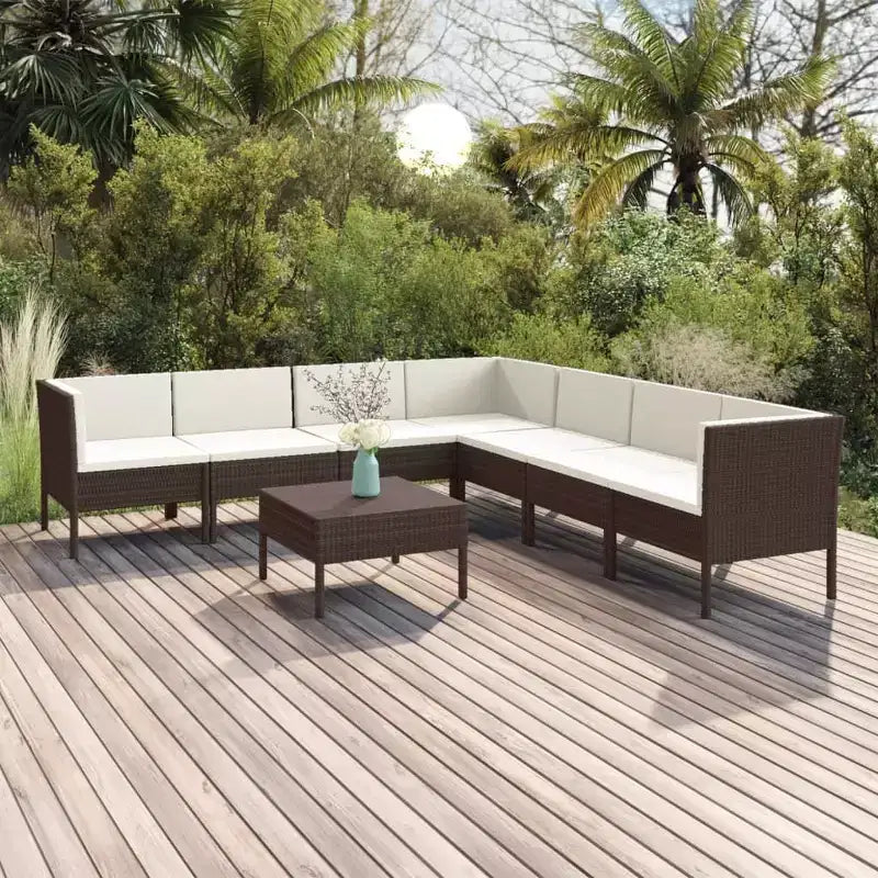 vidaXL Salon de jardin marron, blanc crème
