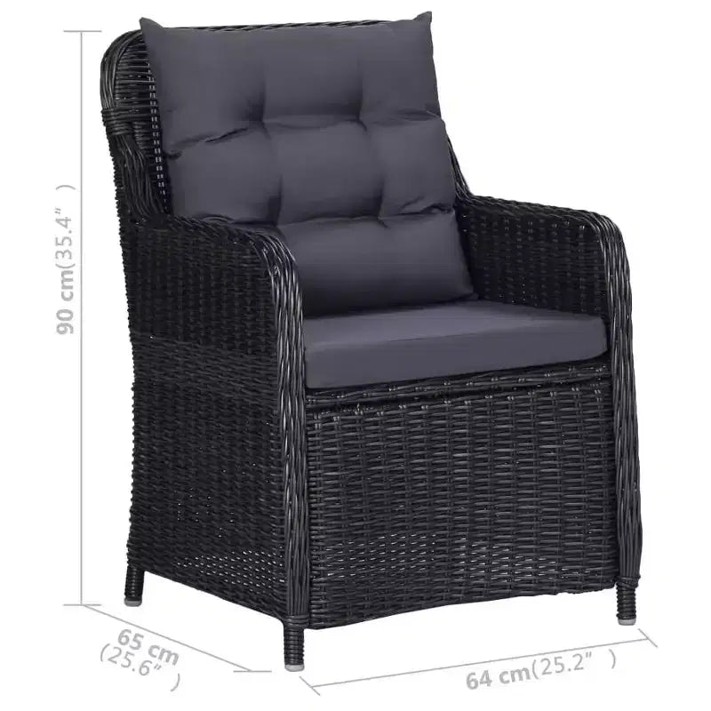 vidaXL Salle à manger Noir, Gris foncé