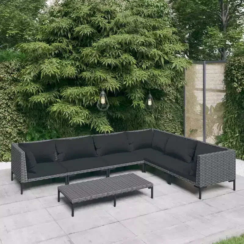 vidaXL Salon de jardin gris foncé, noir
