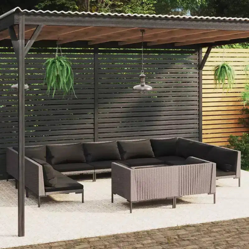 vidaXL Salon de jardin gris foncé
