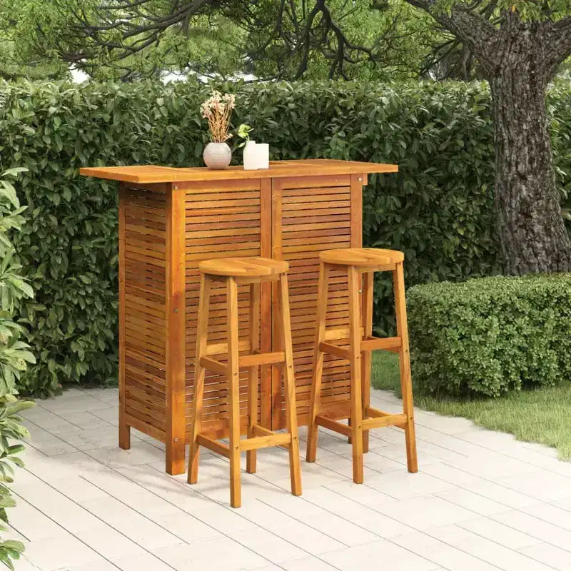 vidaXL Ensemble de bar de jardin Bois naturel Bois d'acacia massif 3 pièces