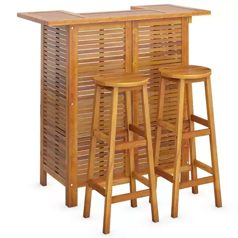 vidaXL Ensemble de bar de jardin Bois naturel Bois d'acacia massif 3 pièces
