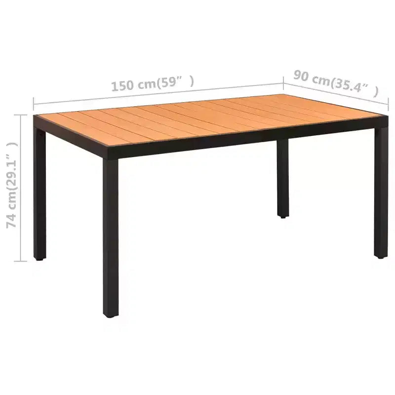 vidaXL Salon de jardin Noir et marron Résine tressée, Bois composite, aluminium Taille moyenne