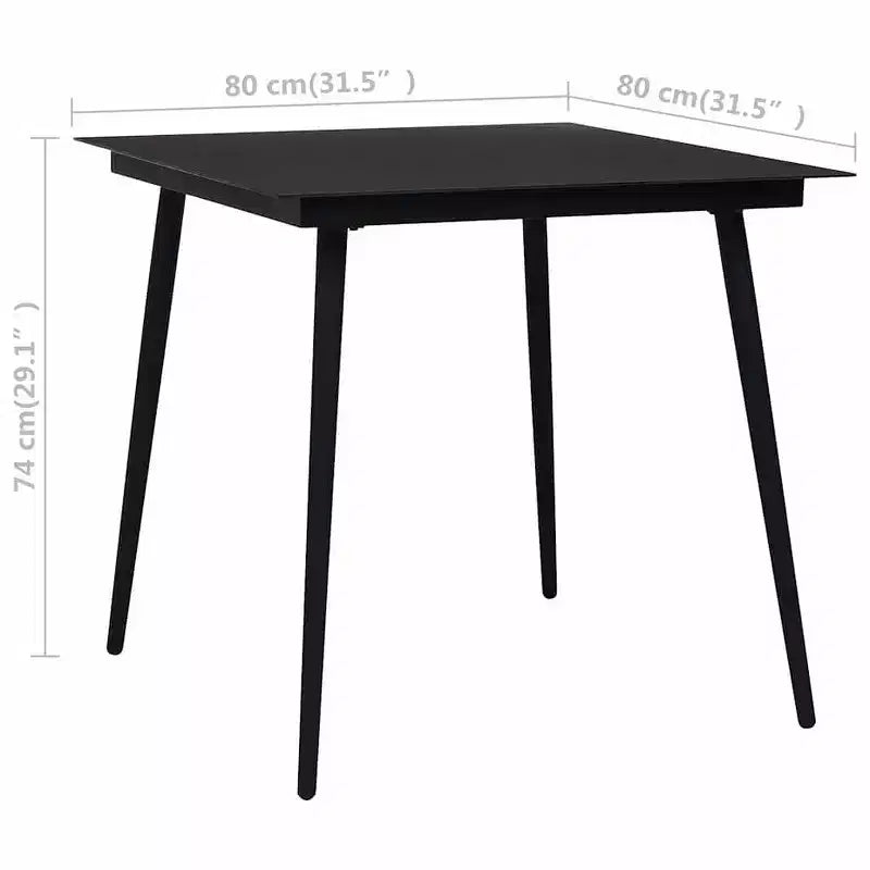 vidaXL Set de salle à manger Noir et Marron Résine tressée, WPC, Acier, Verre Standard