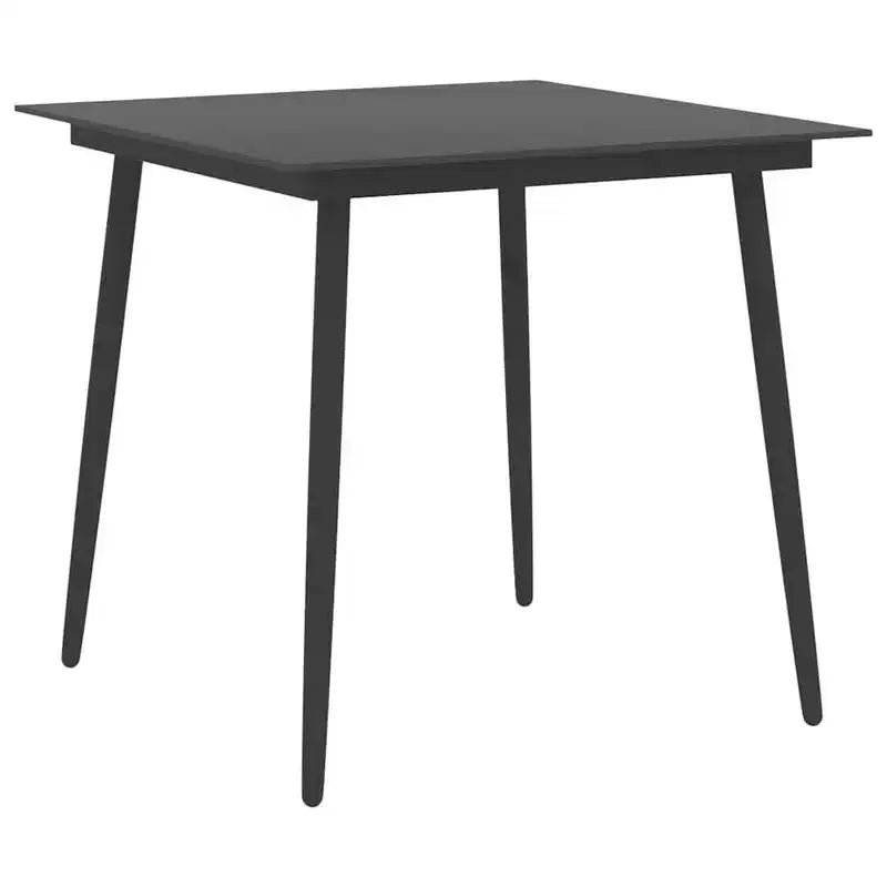 vidaXL Set de salle à manger Noir et Marron Résine tressée, WPC, Acier, Verre Standard