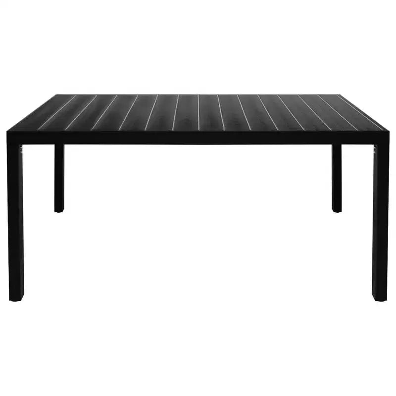 vidaXL Ensemble de salle à manger noir et marron en composite bois-plastique, aluminium et rotin PE, 7 pièces