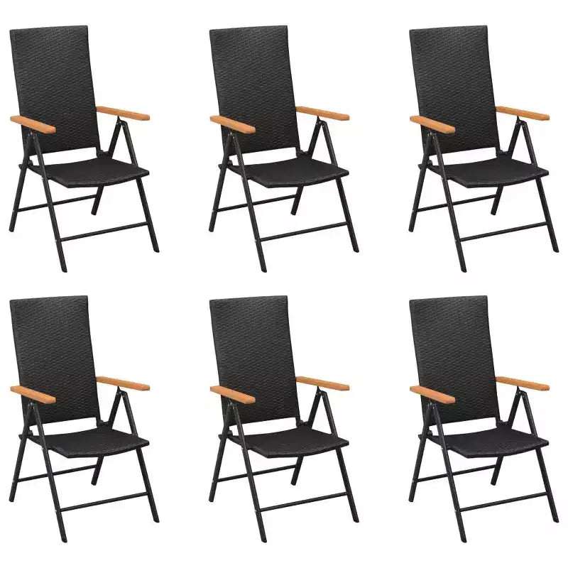 vidaXL Ensemble de salle à manger noir et marron en composite bois-plastique, aluminium et rotin PE, 7 pièces