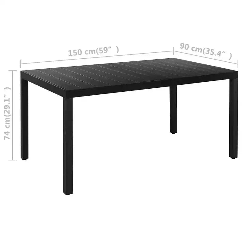 vidaXL Ensemble de salle à manger noir et marron en composite bois-plastique, aluminium et rotin PE, 7 pièces