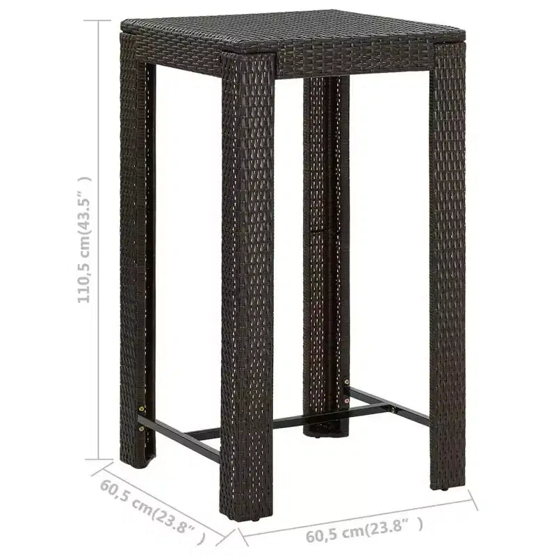 vidaXL Ensemble de bar de jardin en résine tressée marron, acier enduit de poudre Taille M