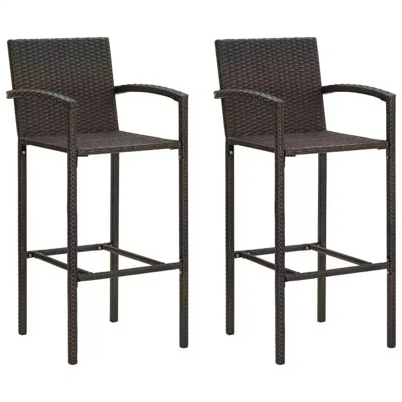 vidaXL Ensemble de bar de jardin en résine tressée marron, acier enduit de poudre Taille M