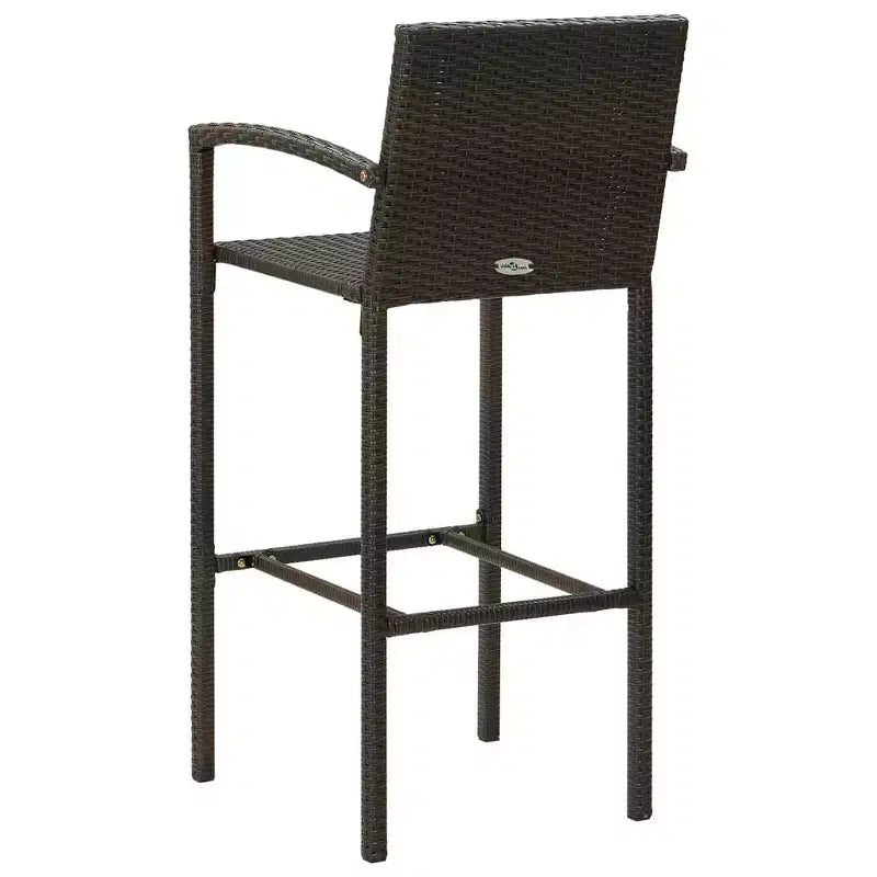 vidaXL Ensemble de bar de jardin en résine tressée marron, acier enduit de poudre Taille M