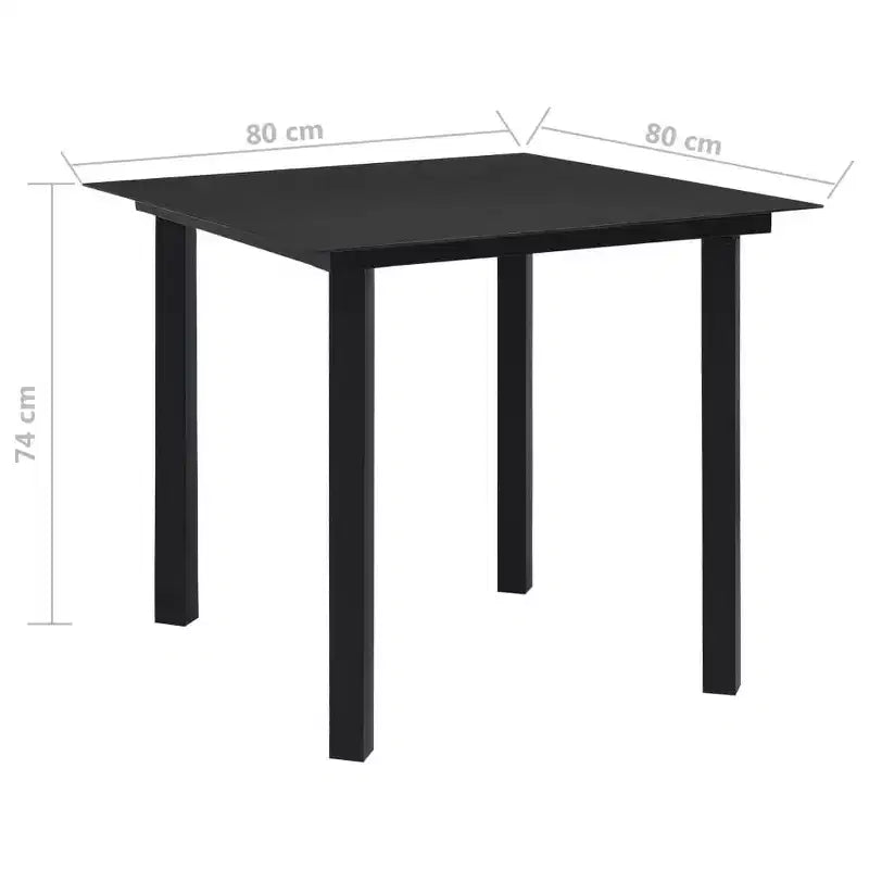 vidaXL Ensemble de salle à manger en verre noir moyen et durable pour le jardin