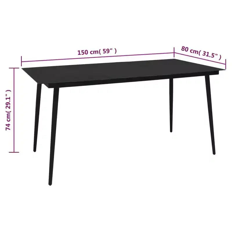 vidaXL Salon de jardin noir en rotin de PVC, taille moyenne, durable