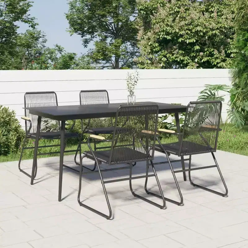 vidaXL Salon de jardin noir en rotin de PVC, taille moyenne, durable
