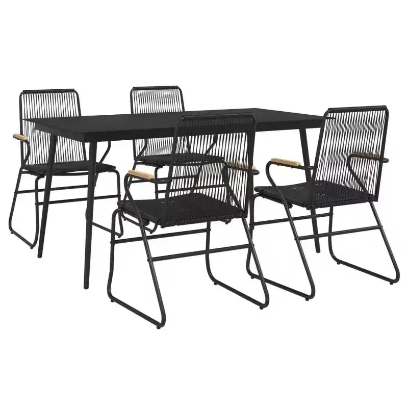vidaXL Salon de jardin noir en rotin de PVC, taille moyenne, durable
