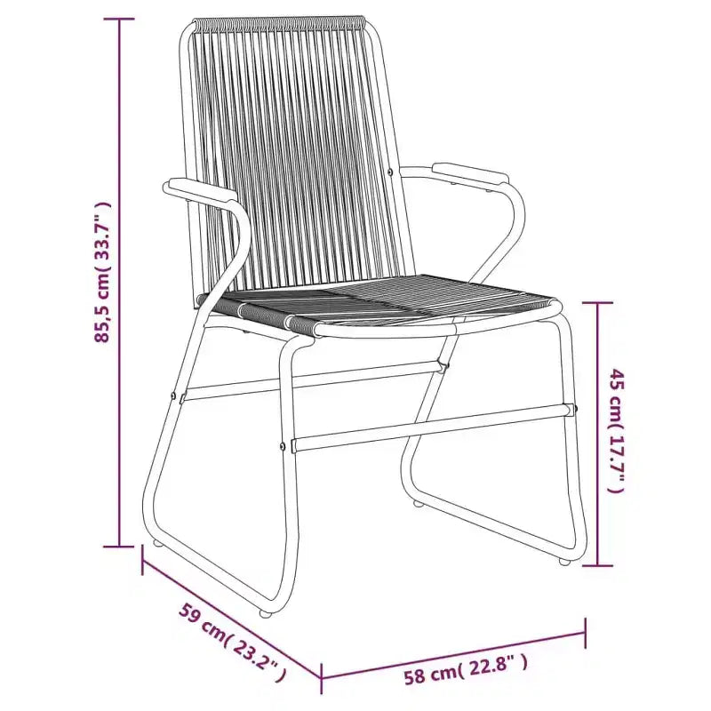 vidaXL Salon de jardin noir en rotin de PVC, taille moyenne, durable
