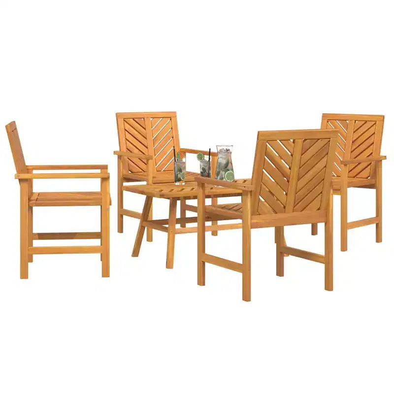 vidaXL Salon de jardin 5 pcs Bois d'acacia massif marron
