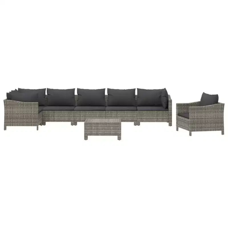 vidaXL Salon de jardin gris en résine tressée et acier thermolaqué Grande taille