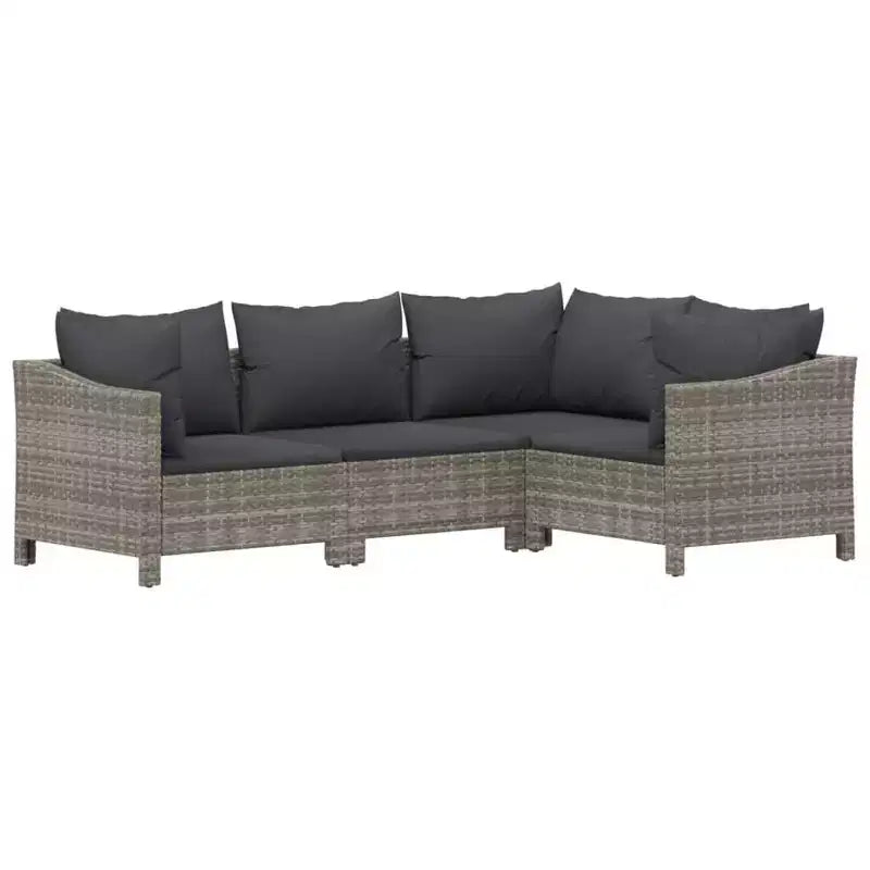 vidaXL Salon de jardin gris en résine tressée et acier thermolaqué Grande taille