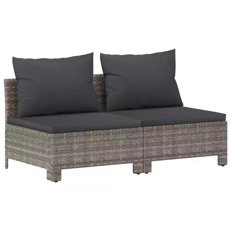 vidaXL Salon de jardin gris en résine tressée et acier thermolaqué Grande taille
