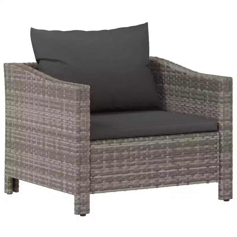 vidaXL Salon de jardin gris en résine tressée et acier thermolaqué Grande taille