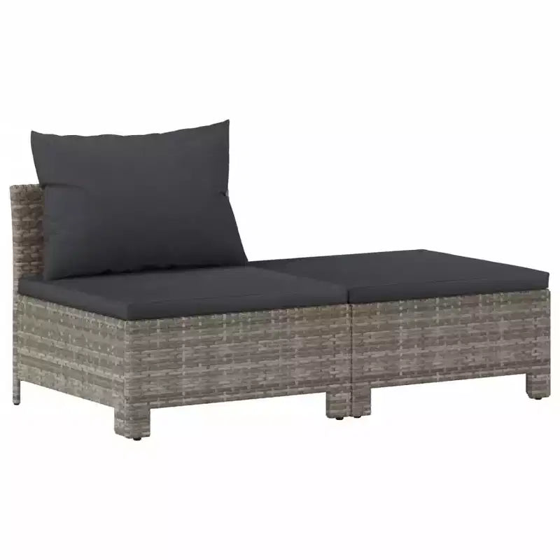 vidaXL Salon de jardin gris en résine tressée, acier revêtu par poudre, 9 pièces