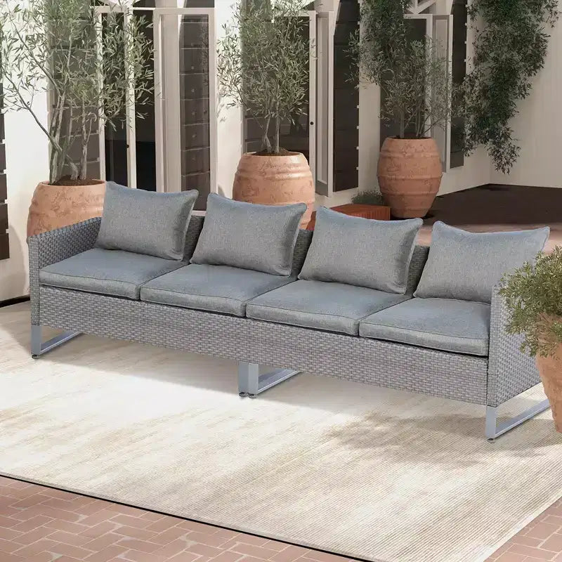 Costway Ensemble de Conversation de Patio 2 Pièces Canapé Sectionnel Rembourré pour Jardin Gris