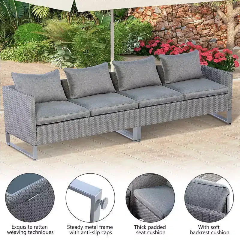 Costway Ensemble de Conversation de Patio 2 Pièces Canapé Sectionnel Rembourré pour Jardin Gris