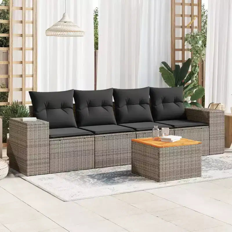 vidaXL Ensemble de canapés de jardin en résine tressée 5 pièces modulable