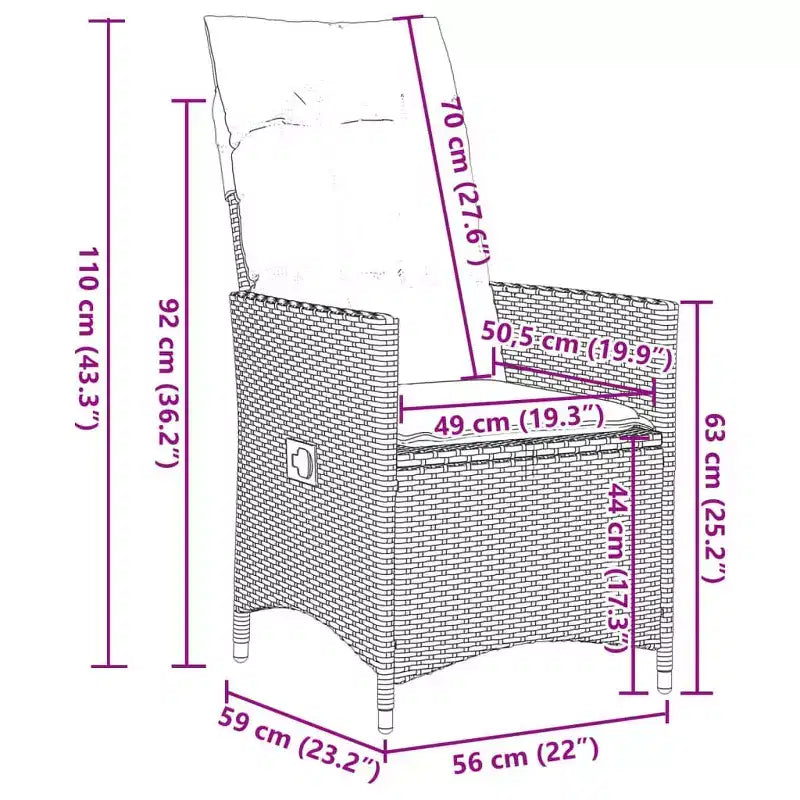 vidaXL Ensemble de salle à manger de jardin noir, blanc crème