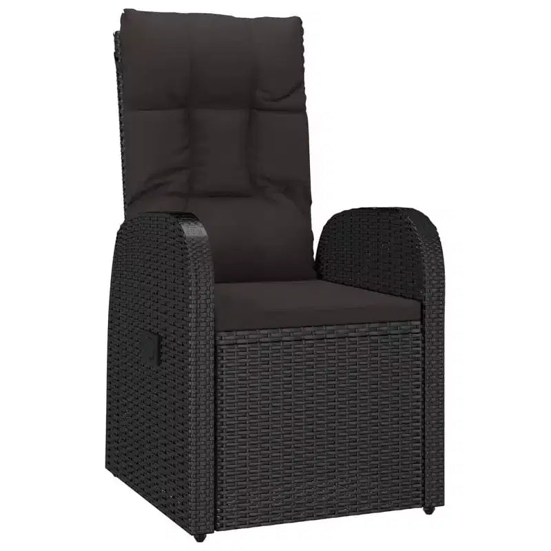 vidaXL Salon de jardin 10 places en résine tressée noir avec accoudoirs réglables