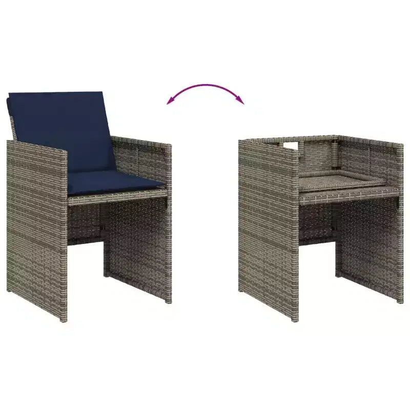 vidaXL Ensemble de salle à manger d'extérieur 8 pcs Gris et Bleu marine