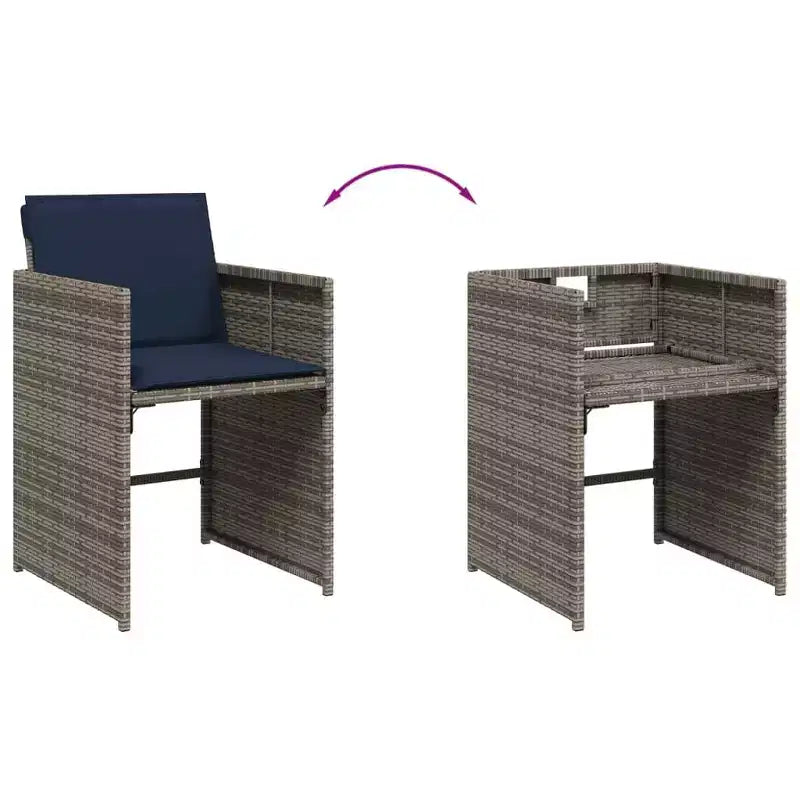 vidaXL Ensemble de salle à manger d'extérieur 8 pièces gris, bleu marine