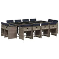 vidaXL Patio Dining Set Set of 12 Gray, Navy Blue