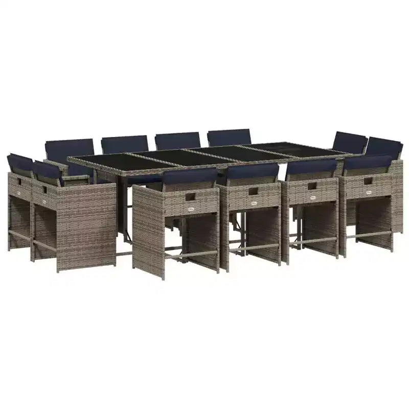 vidaXL Patio Dining Set Set of 12 Gray, Navy Blue