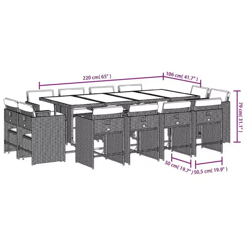 vidaXL Ensemble de salle à manger d'extérieur 12 pcs Gris, Bleu marine