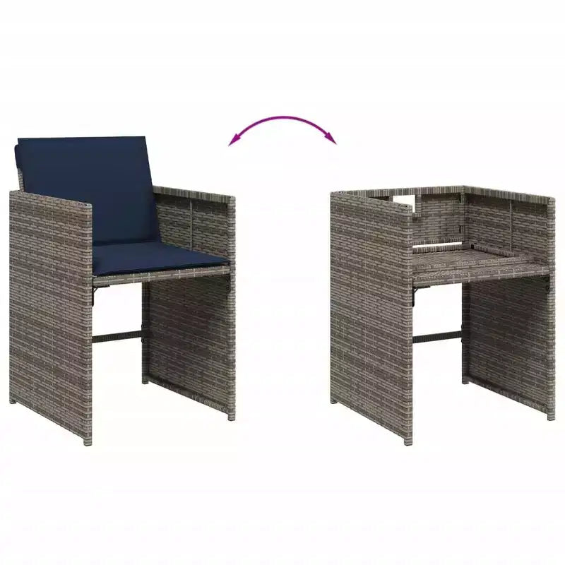 vidaXL Set de salle à manger d'extérieur 14 pcs Gris, bleu marine