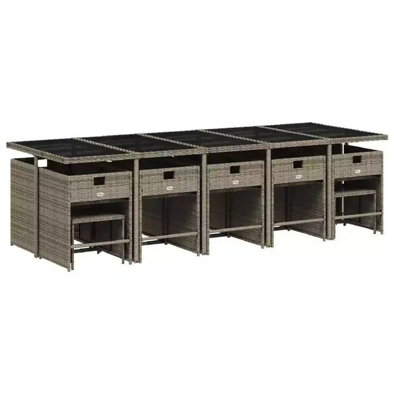 vidaXL Set de salle à manger d'extérieur 14 pcs Gris, bleu marine