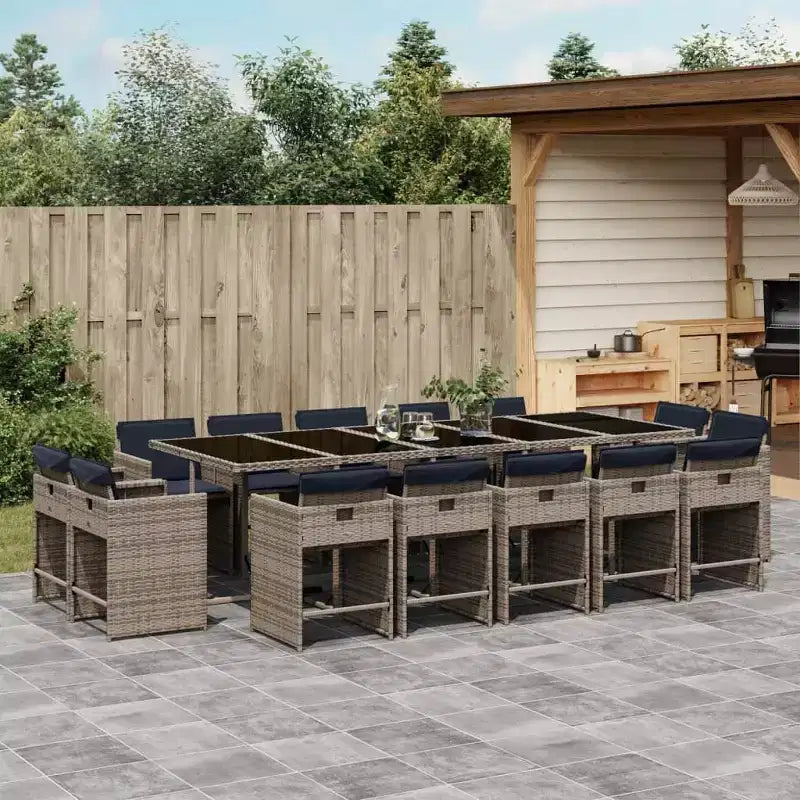 vidaXL Ensemble de salle à manger d'extérieur 14 pcs gris