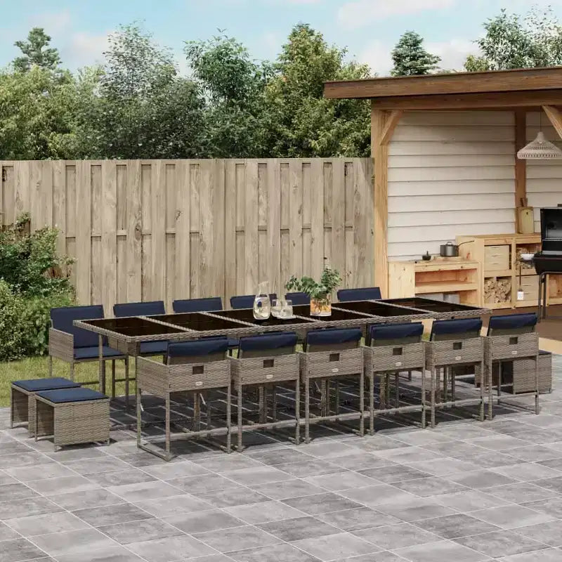 vidaXL Ensemble de salle à manger d'extérieur 16 pcs Gris