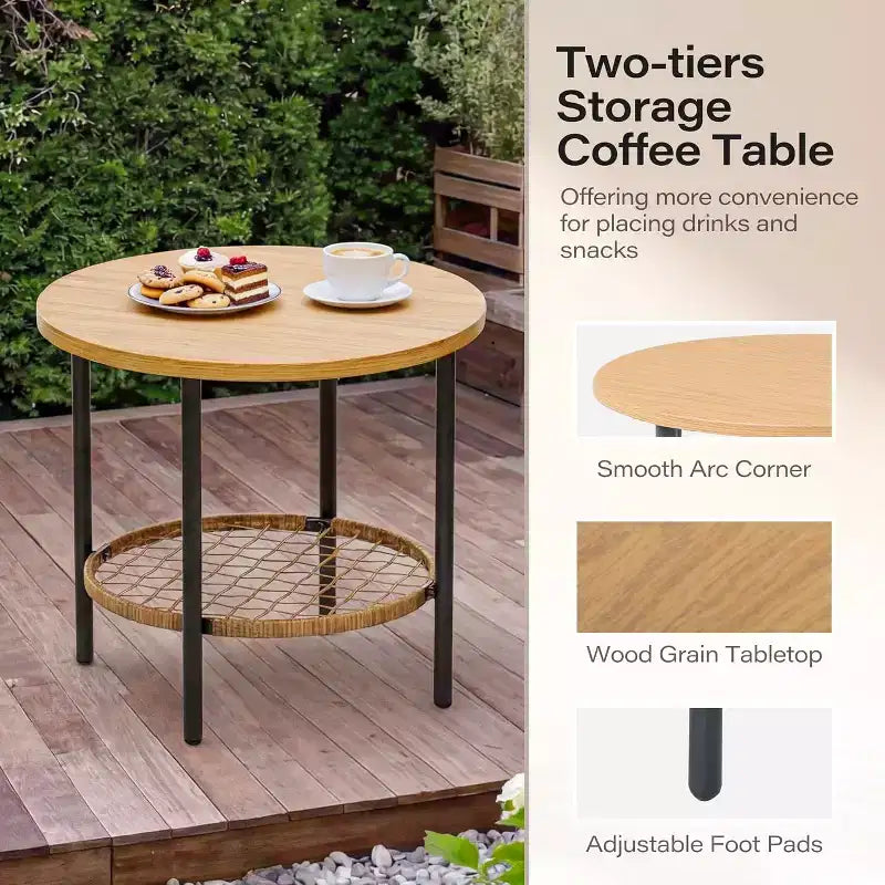 LAUSAINT HOME Ensemble de 3 Fauteuils à Bascule de Jardin, Meubles d'Extérieur en Résine Tressée avec Coussins Épais