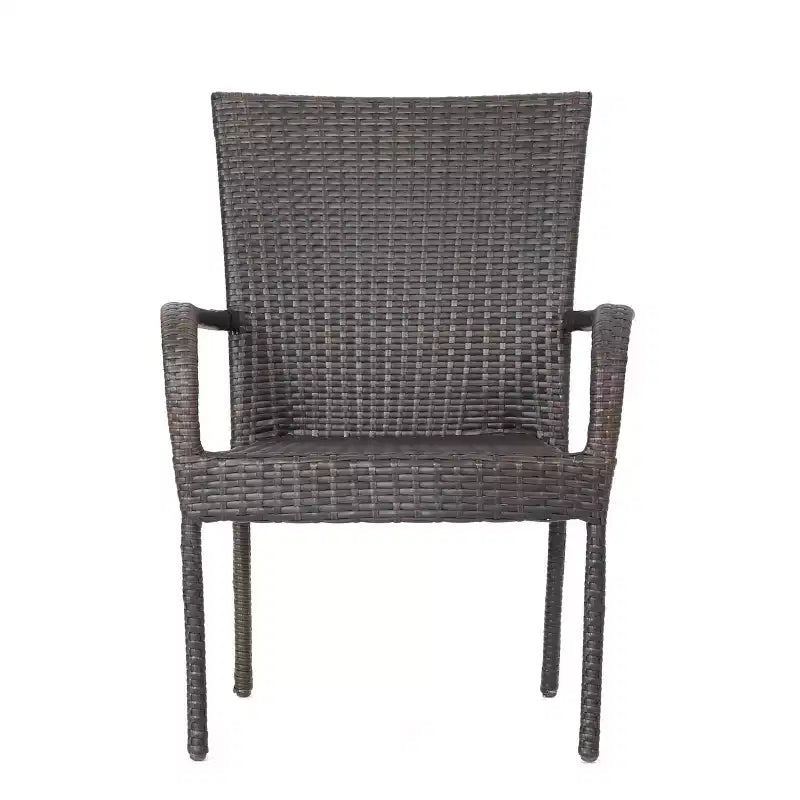 Chaises d'extérieur empilables en rotin PE 4 pièces, résistantes aux intempéries pour patio, jardin, terrasse et bord de piscine