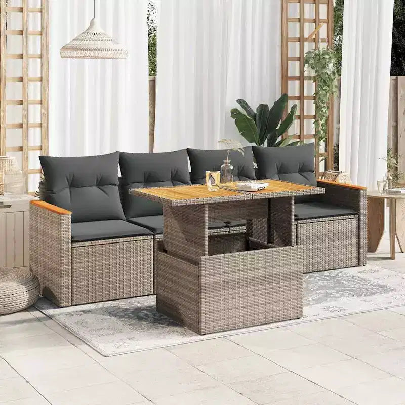 vidaXL Salon de jardin modulaire en résine tressée 5 pièces
