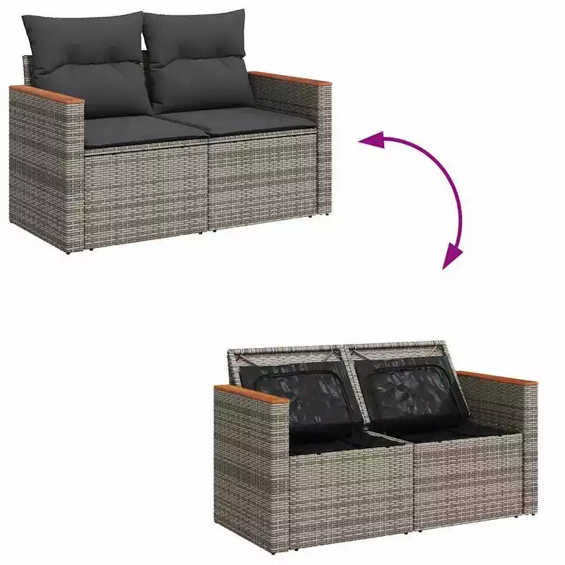vidaXL Salon de jardin modulaire en résine tressée 5 pièces