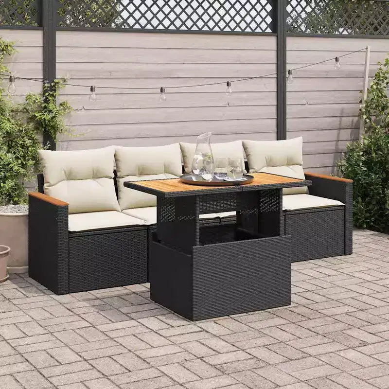 vidaXL Salon de jardin modulaire en résine tressée 5 pièces