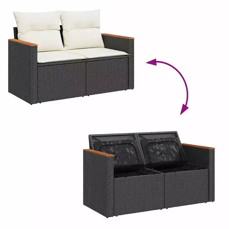 vidaXL Salon de jardin modulaire en résine tressée 5 pièces