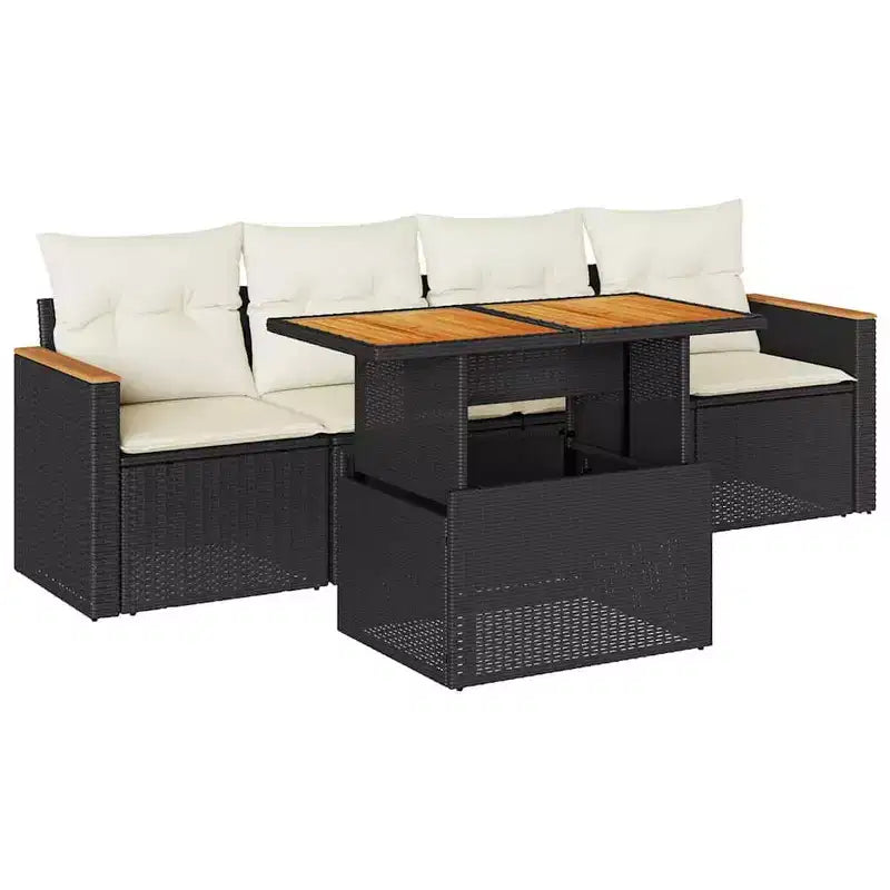 vidaXL Salon de jardin modulaire en résine tressée 5 pièces