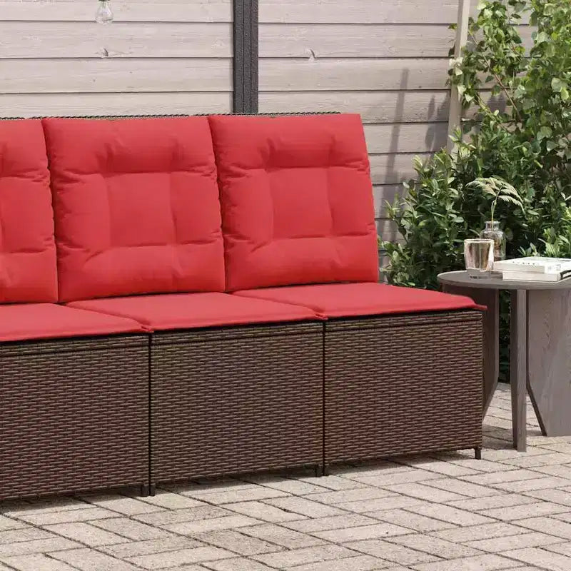 vidaXL Canapé de jardin avec coussin marron et rouge en résine tressée